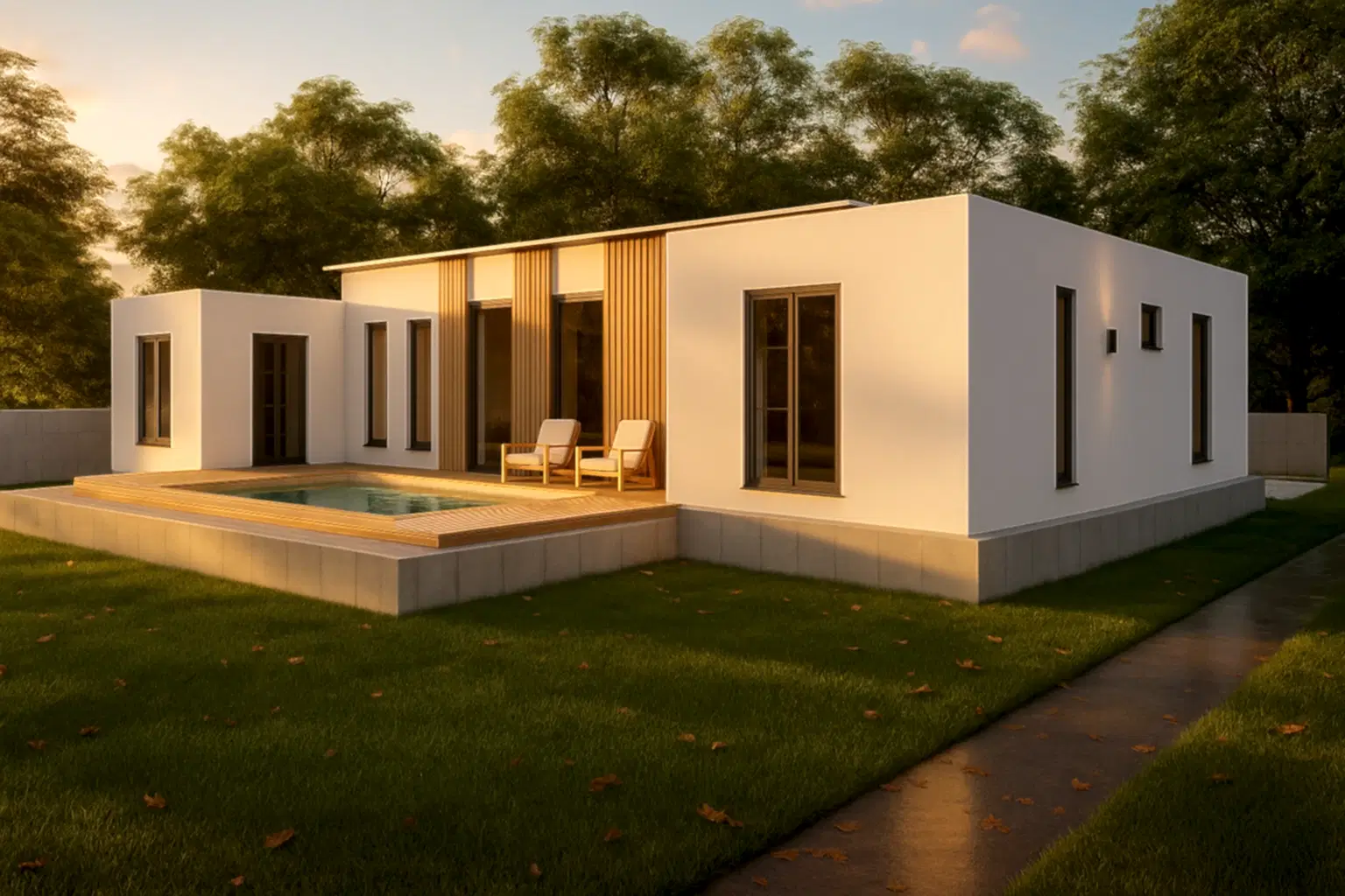 118 m² 4Plus1 Tek Katlı Çelik Ev Yan Gorunum | Hibrit Design