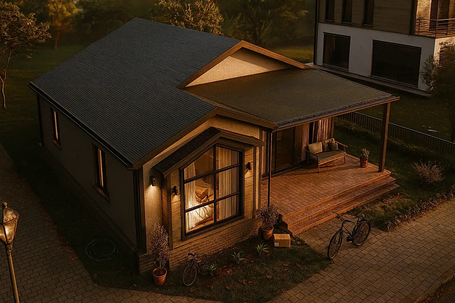 86 m² 2Plus1 Tek Katlı Çelik Ev Genis Pencere Modern Çatı | Hibrit Design
